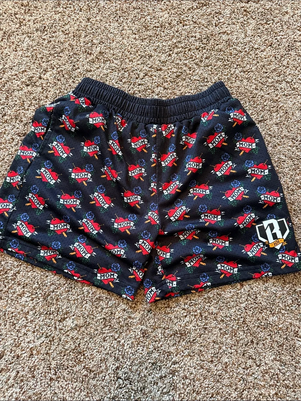 Baseball lifestyle 101 Black Printed Athletic Shorts with 'Mom' Tattoo Patter